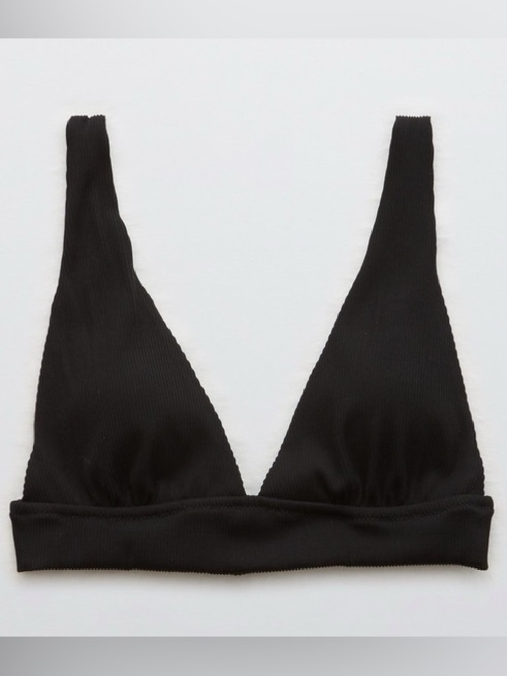 NEW Aerie Ribbed Triangle Bikini Top Large True Black